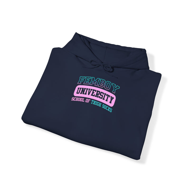 Welcome to Femboy University - the school of thigh-highs! Premium College Hoodie - Femboyzone