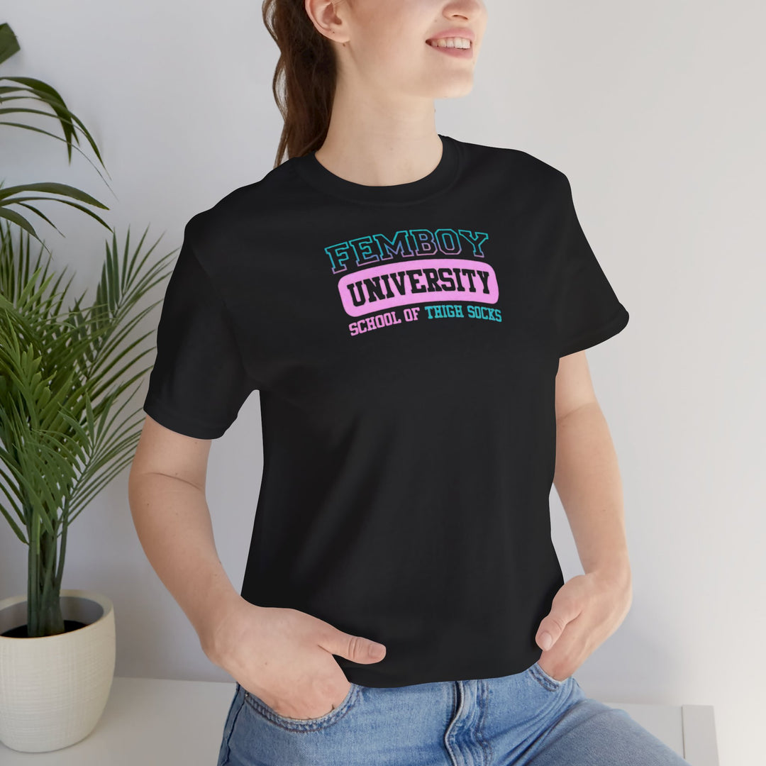 Welcome to Femboy University - the school of thigh-highs! College Shirt - Femboyzone