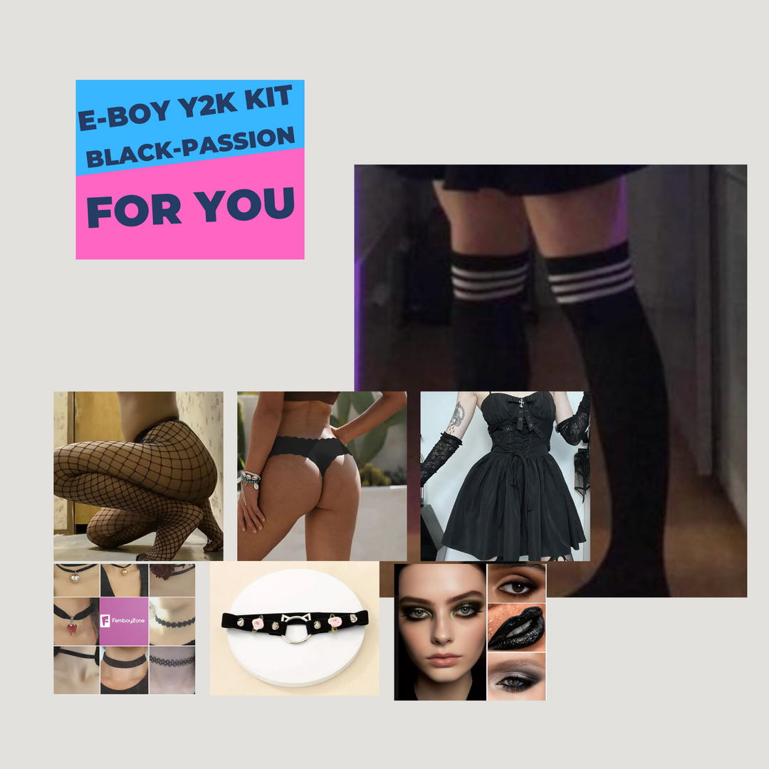 E-Boy Y2K clothing set- Transformation to E-Femboy find your dark passion - Femboyzone