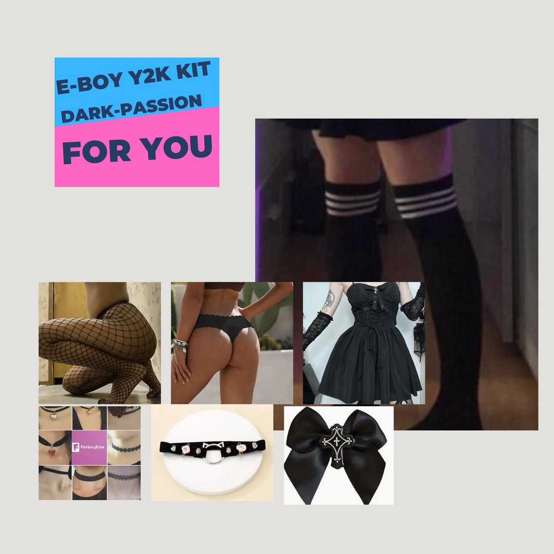 E-Boy Y2K clothing set- Transformation to E-Femboy find your dark passion - Femboyzone