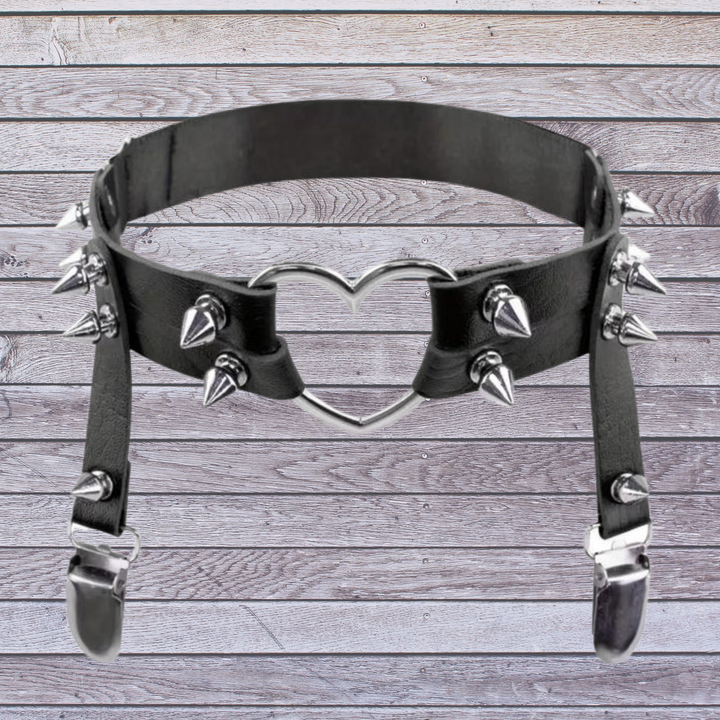 Femboy Heart Leg Garter with Pointed Rivets - by Femboyzone - Femboyzone