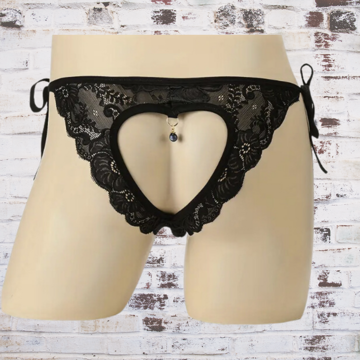 Sexy J Femboy Thong with Loops and Lace - Femboyzone