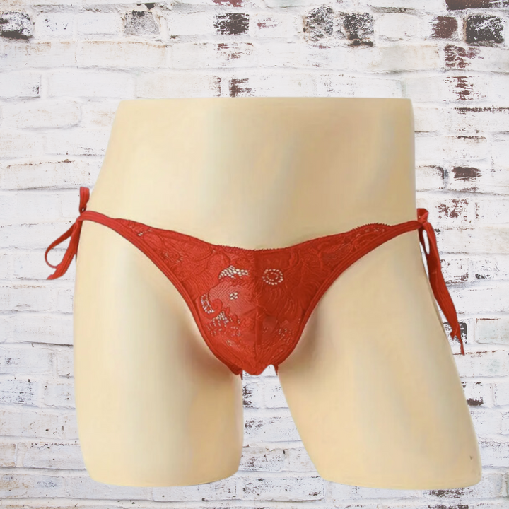 Sexy J Femboy Thong with Loops and Lace - Femboyzone