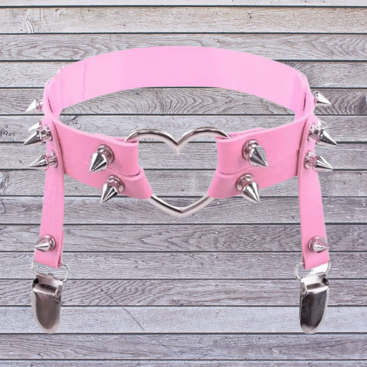 Femboy Heart Leg Garter with Pointed Rivets - by Femboyzone - Femboyzone