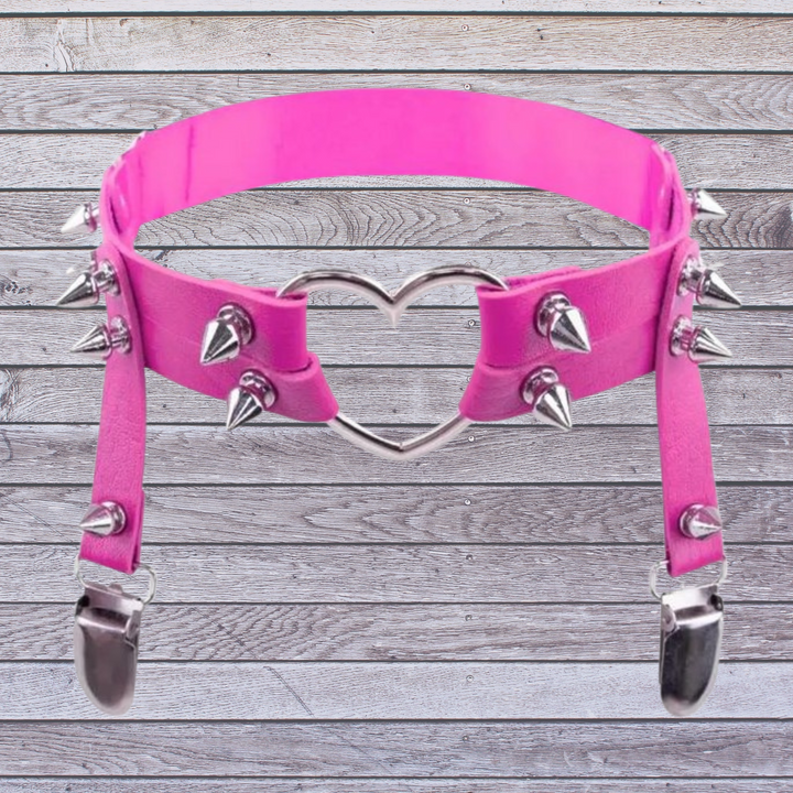 Femboy Heart Leg Garter with Pointed Rivets - by Femboyzone - Femboyzone