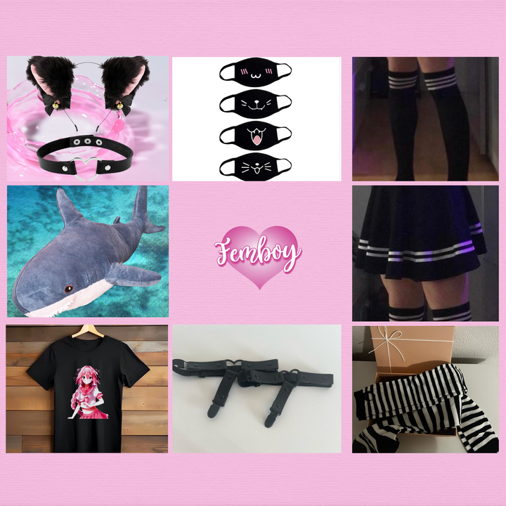 Femboy Starterkit 2024 Thigh High Socks Y2K Skirt Kawaii Clothing Blahaj - Femboyzone
