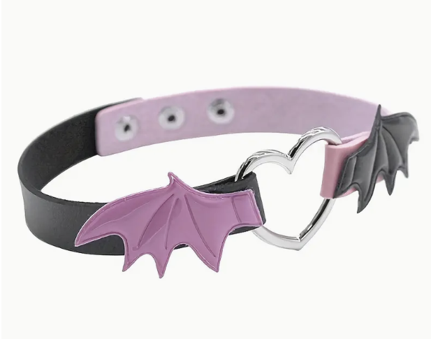 Femboy Batwing Choker mit Herz