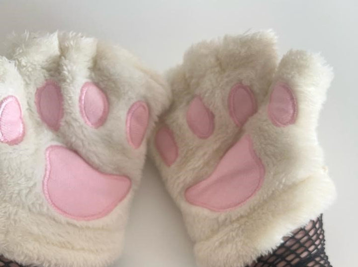 Kawaii Cat Paw Gloves, Fingerless Winter Gloves, Women's Animal Gloves, Warm Gift for Girls, Cute Cat Lovers - Femboyzone