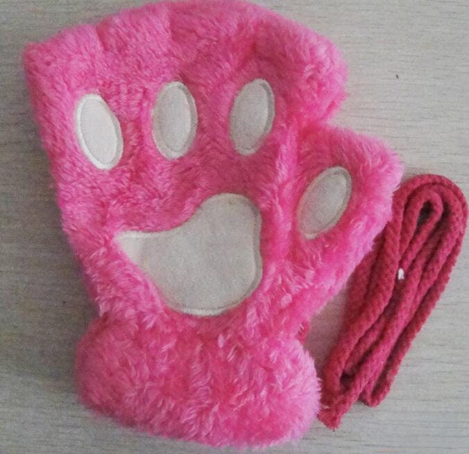 Kawaii Cat Paw Gloves, Fingerless Winter Gloves, Women's Animal Gloves, Warm Gift for Girls, Cute Cat Lovers - Femboyzone