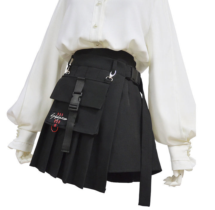 Femboy Techwear Skirt and Pant Set, Y2K Clothing, Gothic Pleated Mini Skirt, Dark Academia, Vintage Style - Femboyzone