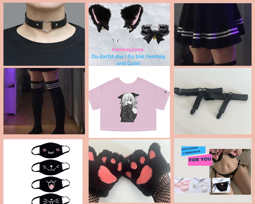 Femboy Kawaii Set New Edition 2024, Cute Outfit, Thigh High Socks, Kawaii Face Mask, Sexy Astolfo-Inspired - Femboyzone