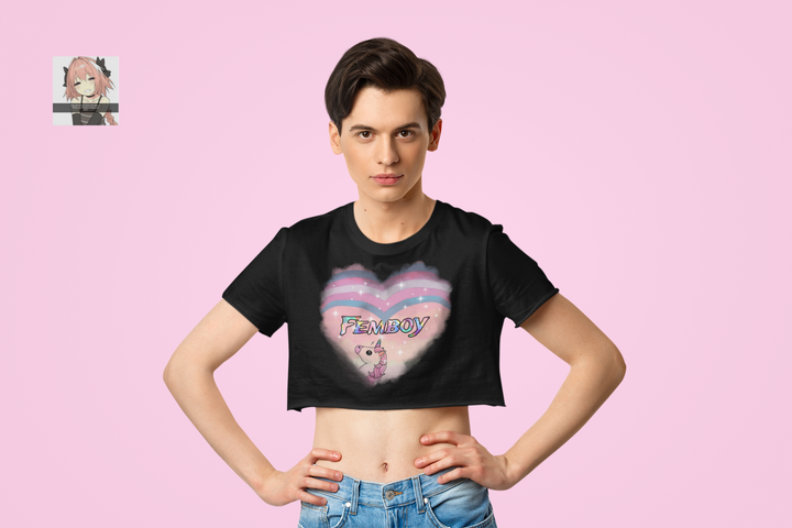 Femboy Cropped lgbtq shirt with  unicorn - which femboy are you?