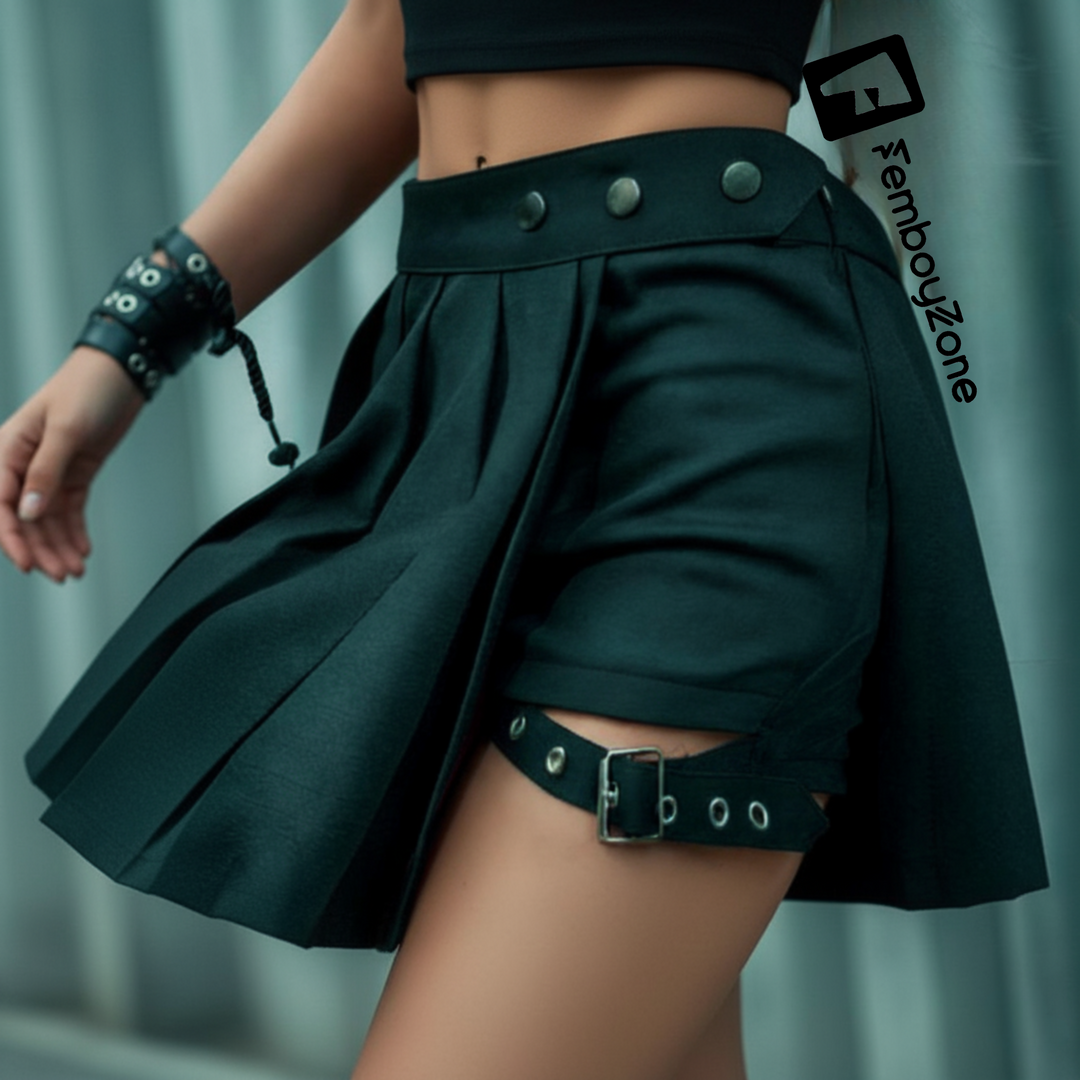 Femboy Techwear Skirt and Pant , Y2K Clothing, Gothic Pleated Mini Skirt, Dark Academia, Vintage Style