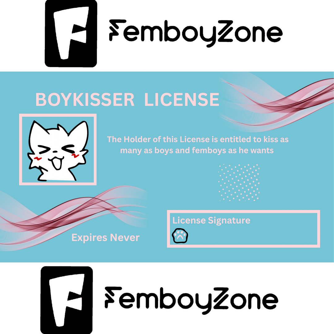 Boykisser License Card - the license to kiss boys and femboys! Pastell Blue and Pink Ediiton