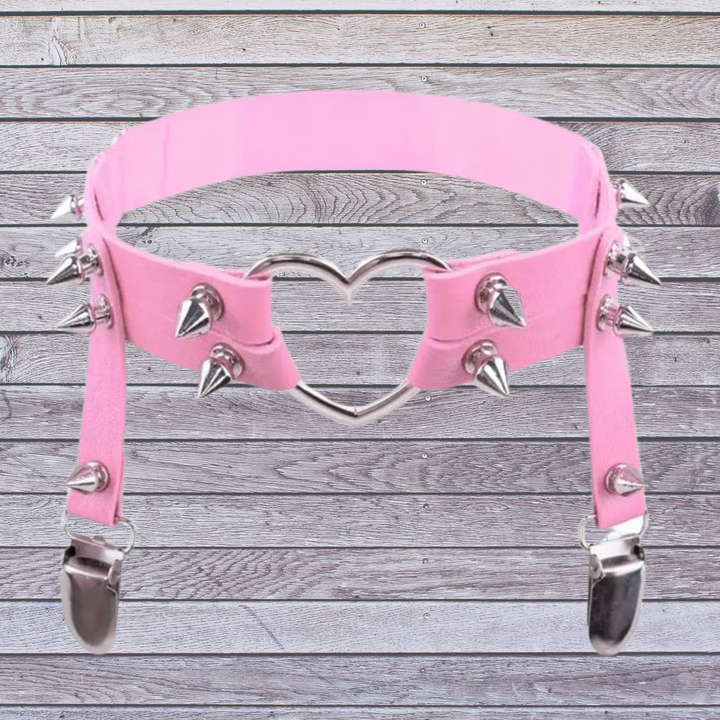 Femboy Heart Leg Garter with Pointed Rivets - by Femboyzone