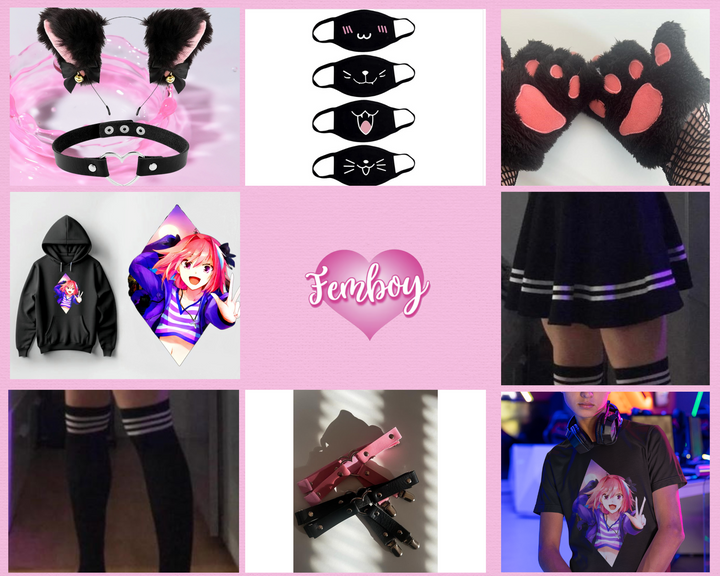 Femboy Starter Kit, Tigh-High Socks, Cat Ear Headband, Y2K Skirt, Gift for Her, Personalized Gift