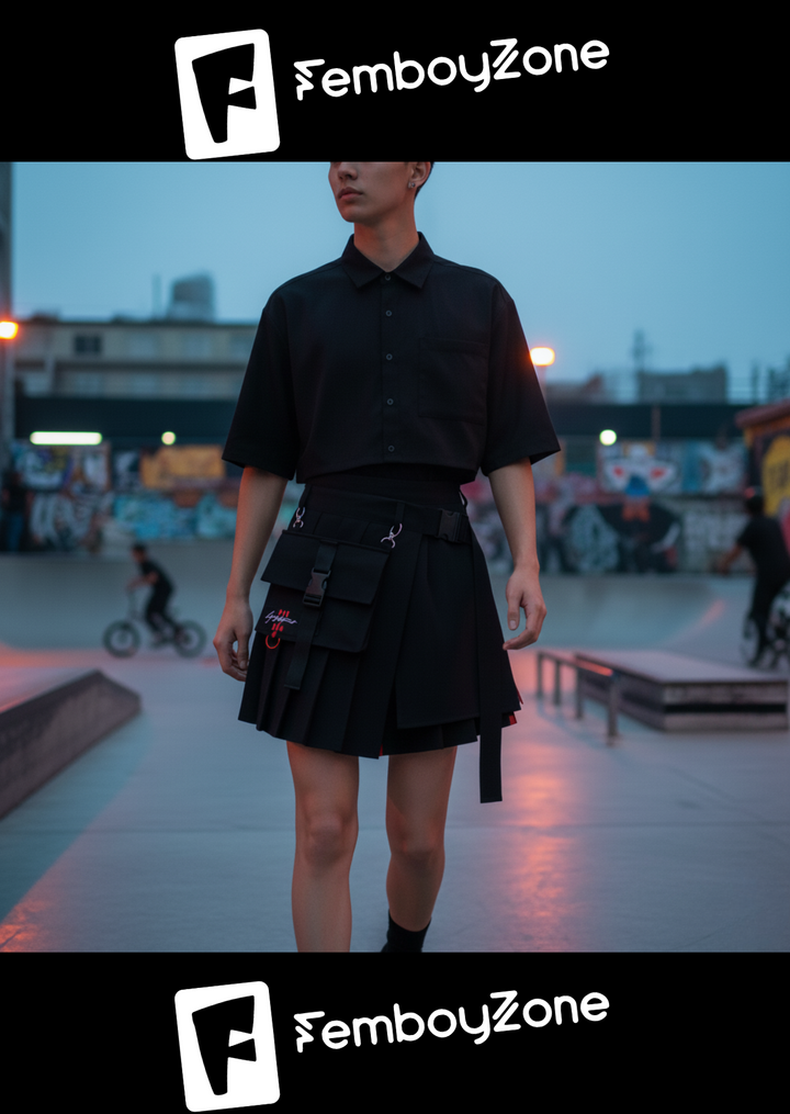 Femboy Techwear Skirt and Pant , Y2K Clothing, Gothic Pleated Mini Skirt, Dark Academia, Vintage Style