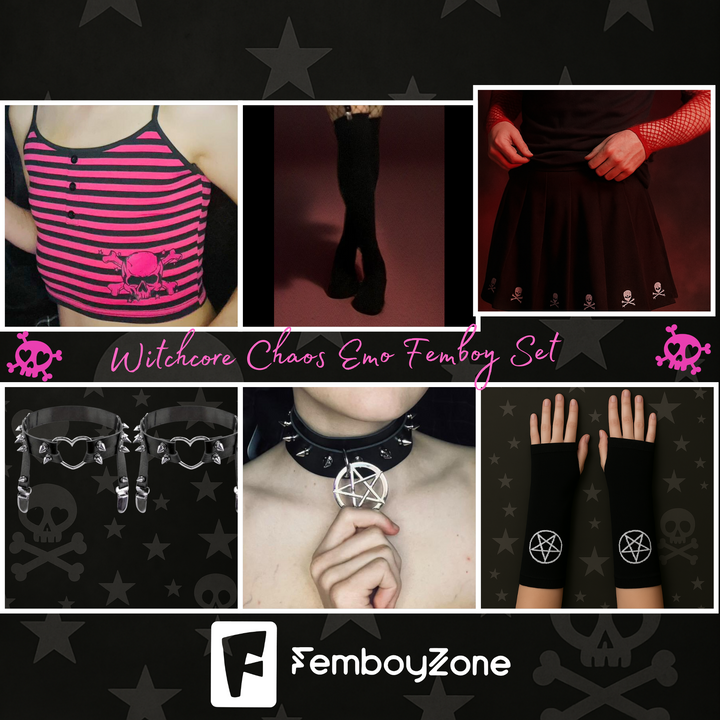 🌑 Witchcore Chaos Emo/Gothic Femboy Set 🕷️🔮