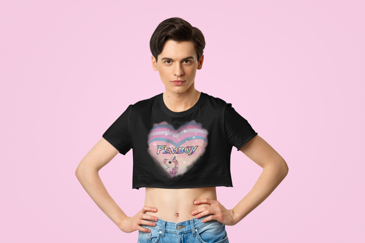 Femboy Cropped lgbtq shirt with  unicorn - which femboy are you?