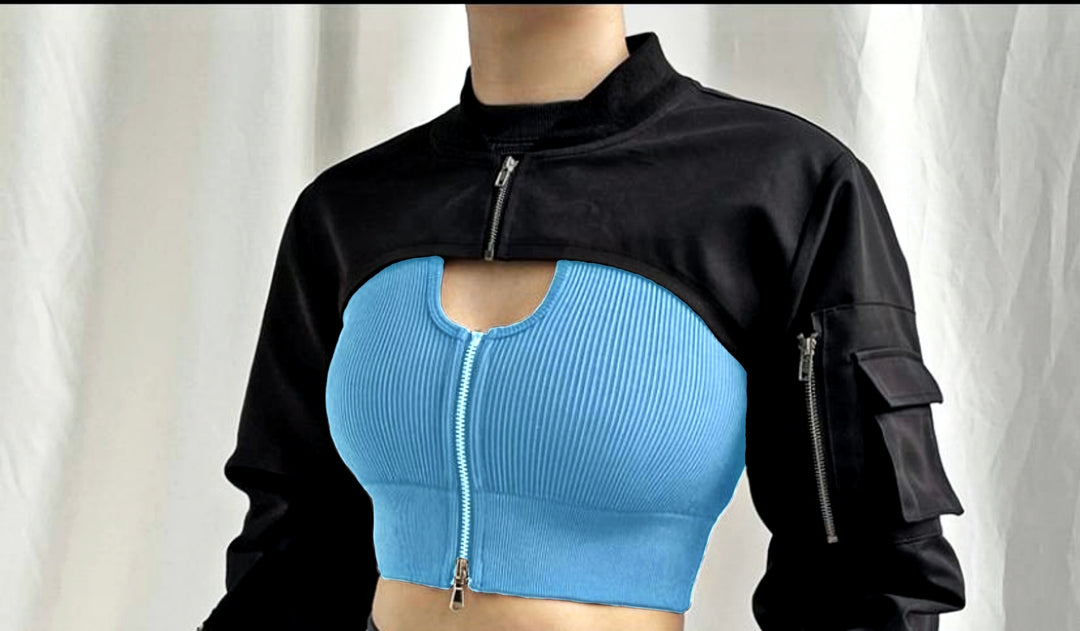 Femboy Techwear Cropped Zipper Shirt, Astolfo Techwear Shirt Femboyzone Femboy Techwear Cropped Zipper Shirt, Astolfo Techwear Shirt Femboyzone