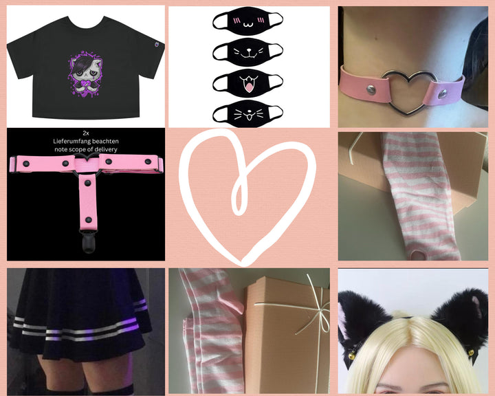 Femboy Set-Edition E-Boy Kit, Kawaii Y2K Clothing, Pleated Mini Skirt, Techwear Anime Shirt, Thigh High Socks - Femboyzone